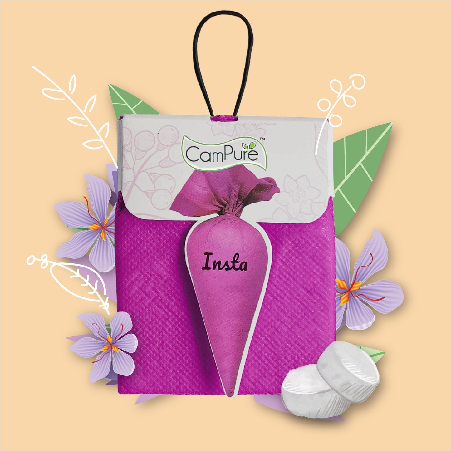 CamPure Camphor Insta Cone (Lavender) -100% Organic | Air Freshener for Car, Wardrobe, Office Cabin's, Drawers, Travel Bag & Bathroom