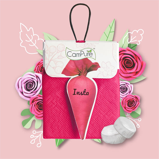 CamPure Camphor Insta Cone (Rose) -100% Organic | Air Freshener for Car, Wardrobe, Office Cabin's, Drawers, Travel Bag & Bathroom