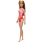 Barbie Beach Doll With Blond Hair Wearing Pink Palm Tree-Print Swimsuit