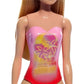 Barbie Beach Doll With Blond Hair Wearing Pink Palm Tree-Print Swimsuit