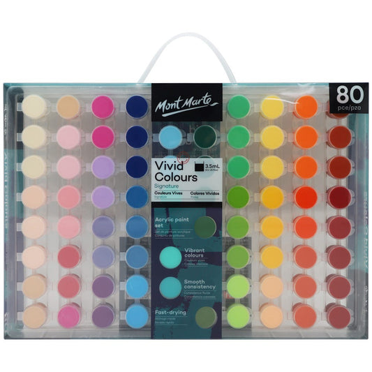Mont Marte Vivid Colours Acrylic Paint Set Signature 80pc x 3.5ml
