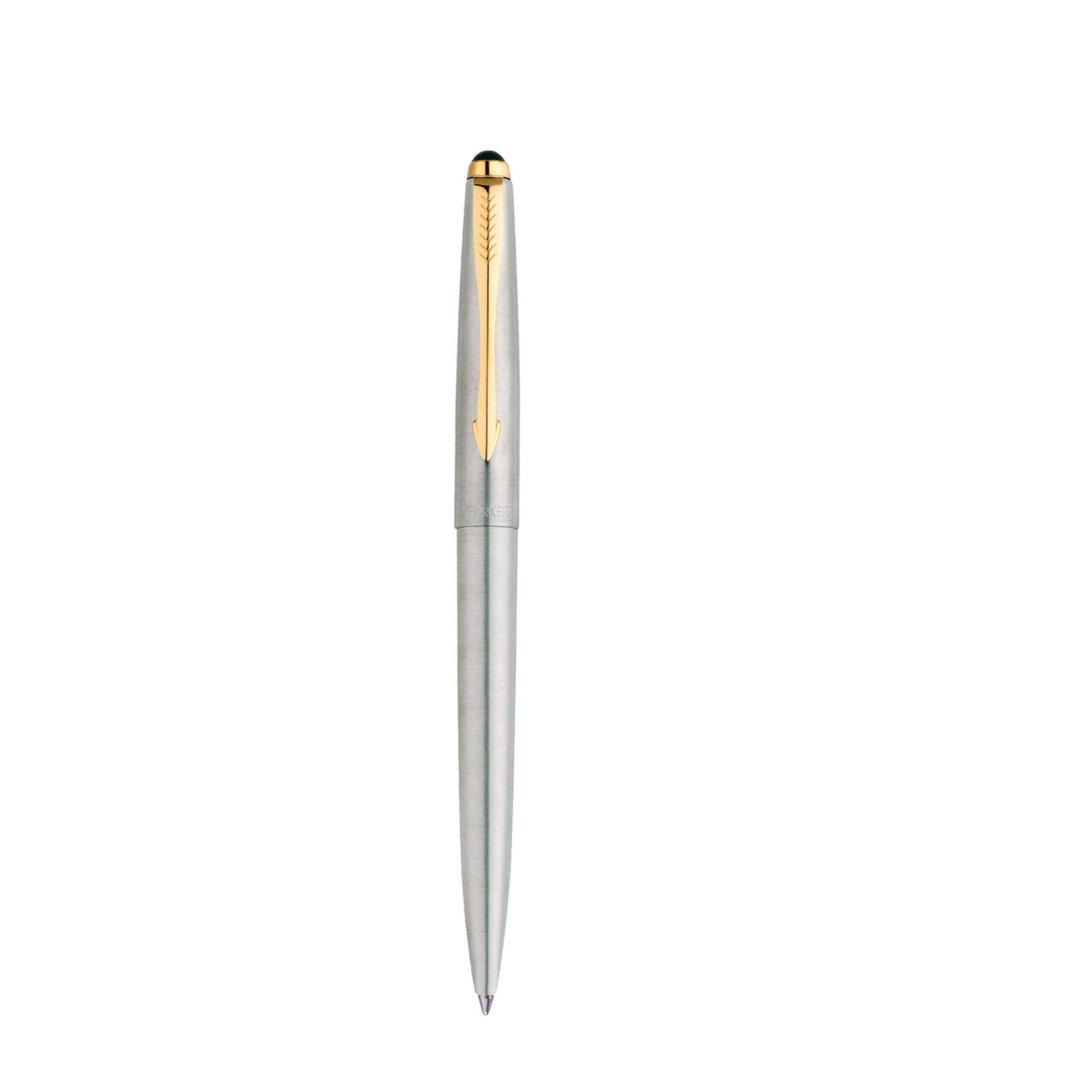 Parker Galaxy Stainless Steel Gold Trim Ball Pen