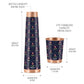 Milton Copper Eterna Diwali Gift Set (1- Bottle 930 ml and 2-Tumbler 290 ml Each) Ethnic Blue