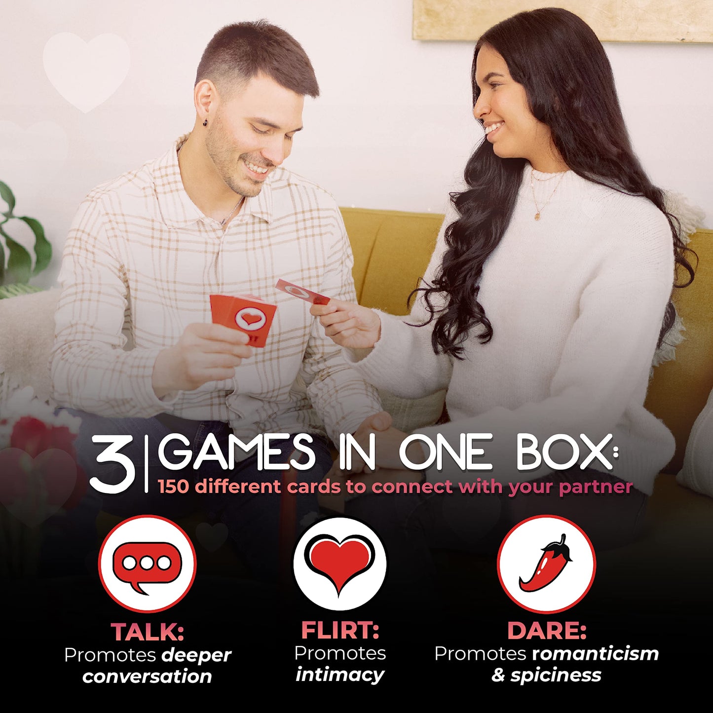 Talk Flirt Dare – Fun and Romantic Couples Game for Date Night Conversation Cards for Couples to Strengthen Relationships