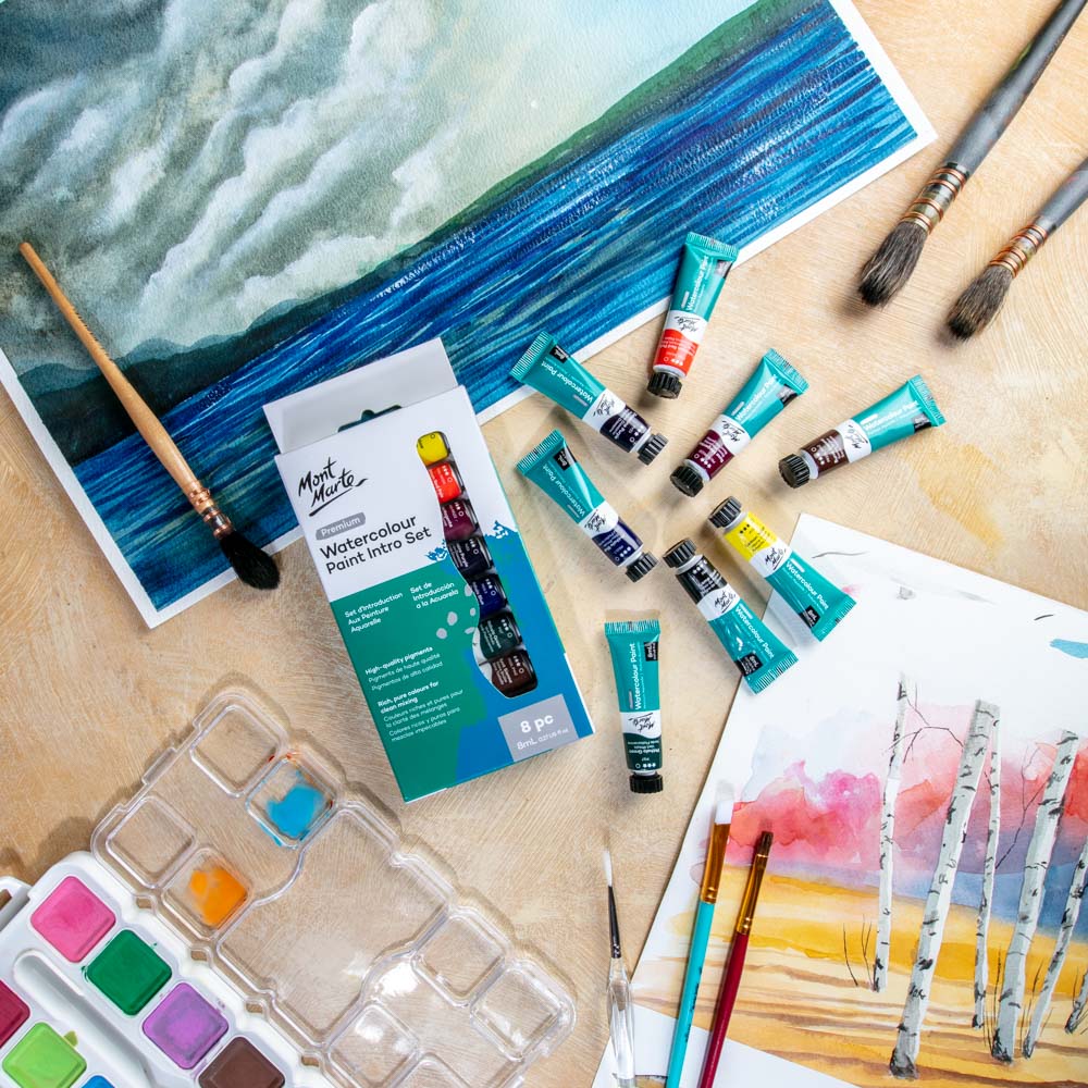 Mont Marte Watercolour Paints Premium Intro Set 8pc x 8ml