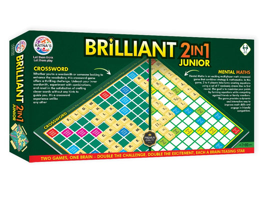 Ratna's Brilliant 2-in-1 Junior Board Game Set, Crossword and Mental Maths, Educational & Learning Word, Letters, Numbers Game for All Ages