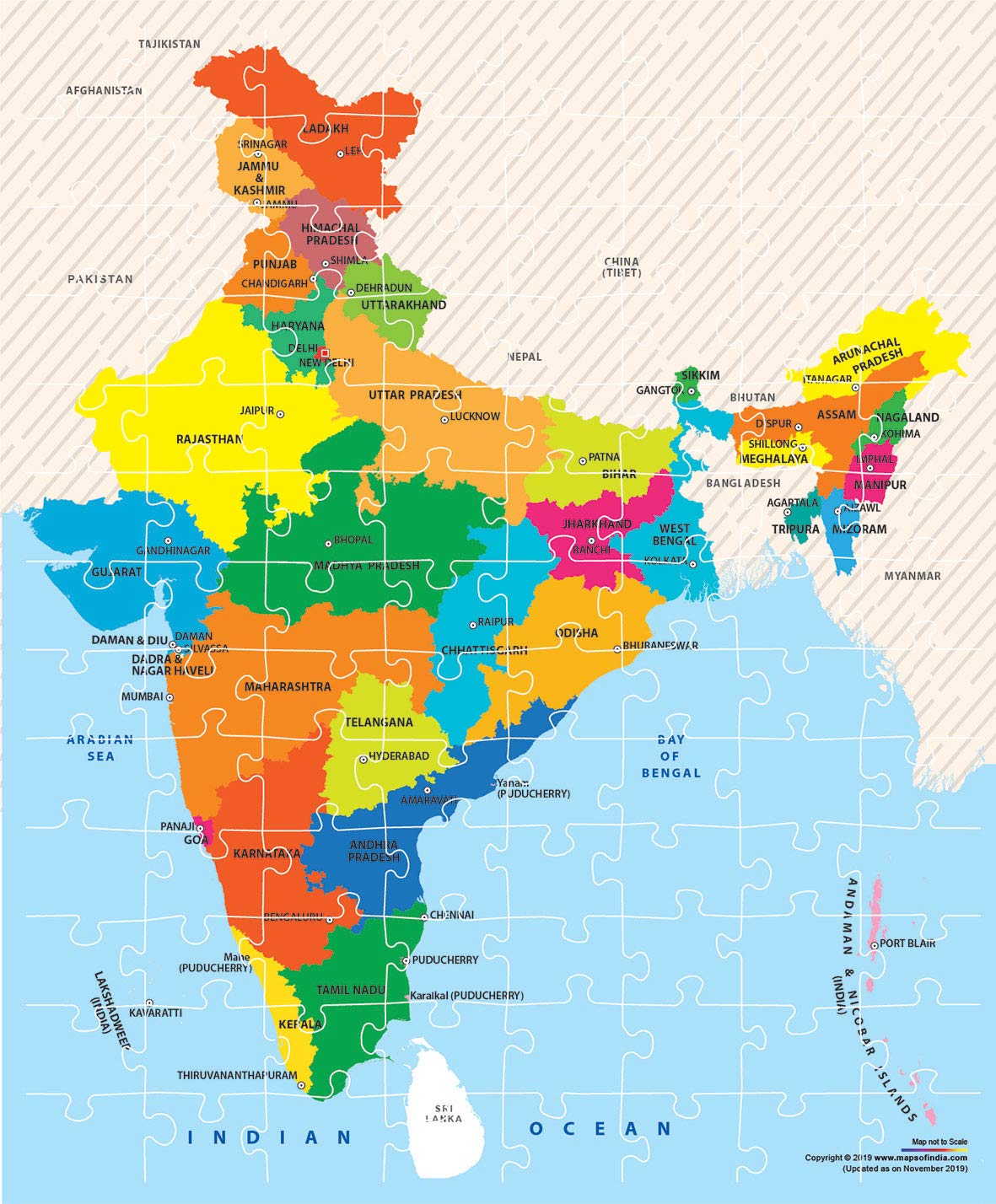 Play & Learn Funskool India Map Jigsaw Puzzle Game for Kids 104 Pieces