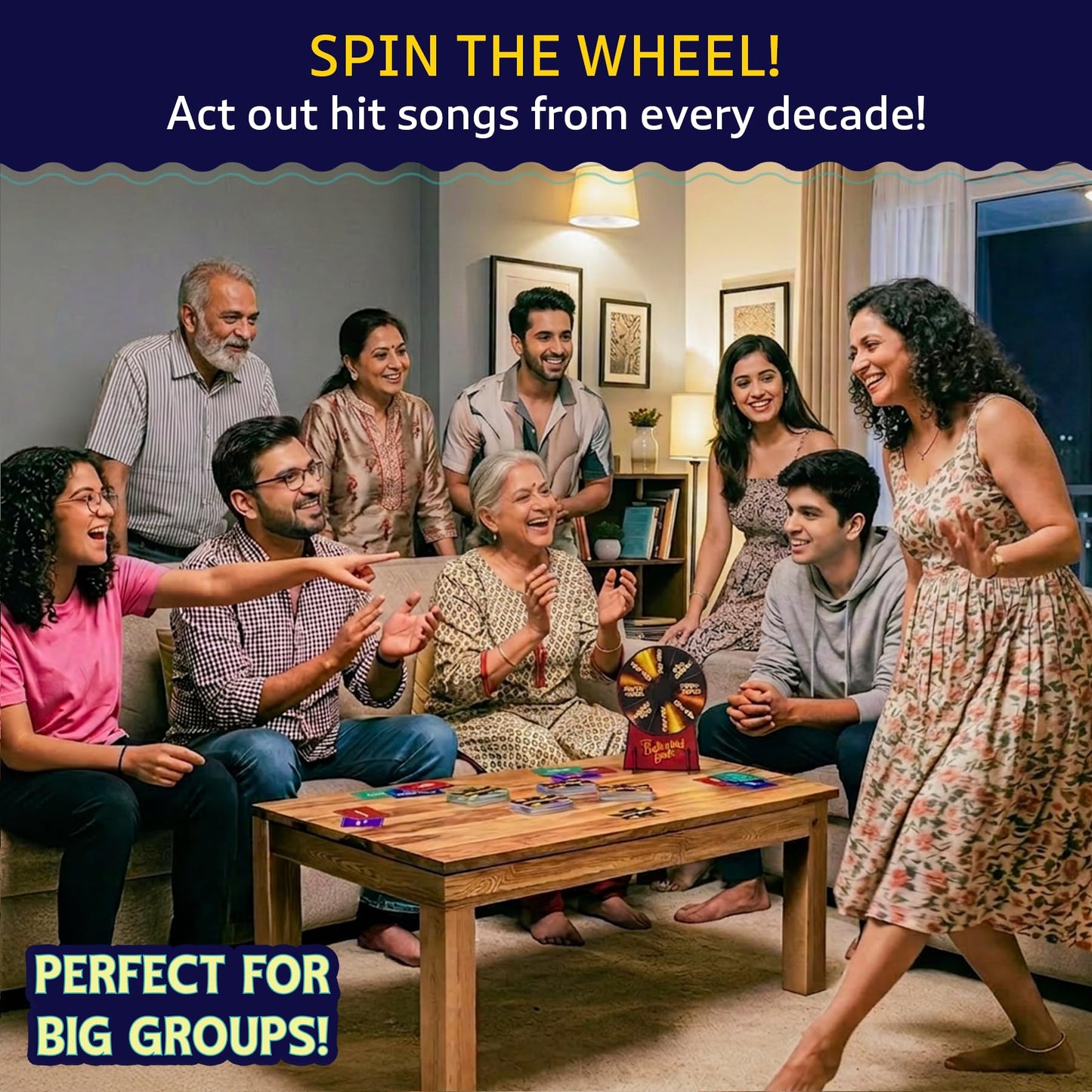 Gouda Games Bollywood Beats  Spin the Wheel Song Guessing Party Game