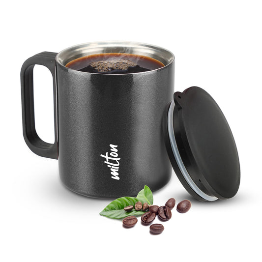 Milton Auriga Double Walled Stainless Steel Mug with Lid 210 ml Black