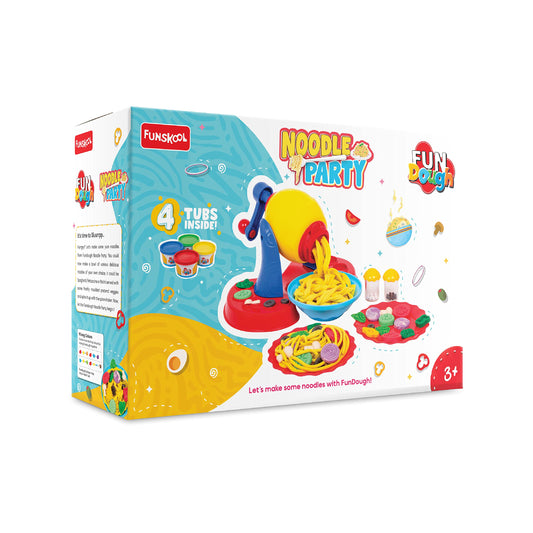 Fundough Funskool Noodle Party Play Set 5 Colorful Dough Tubs of 75g Each