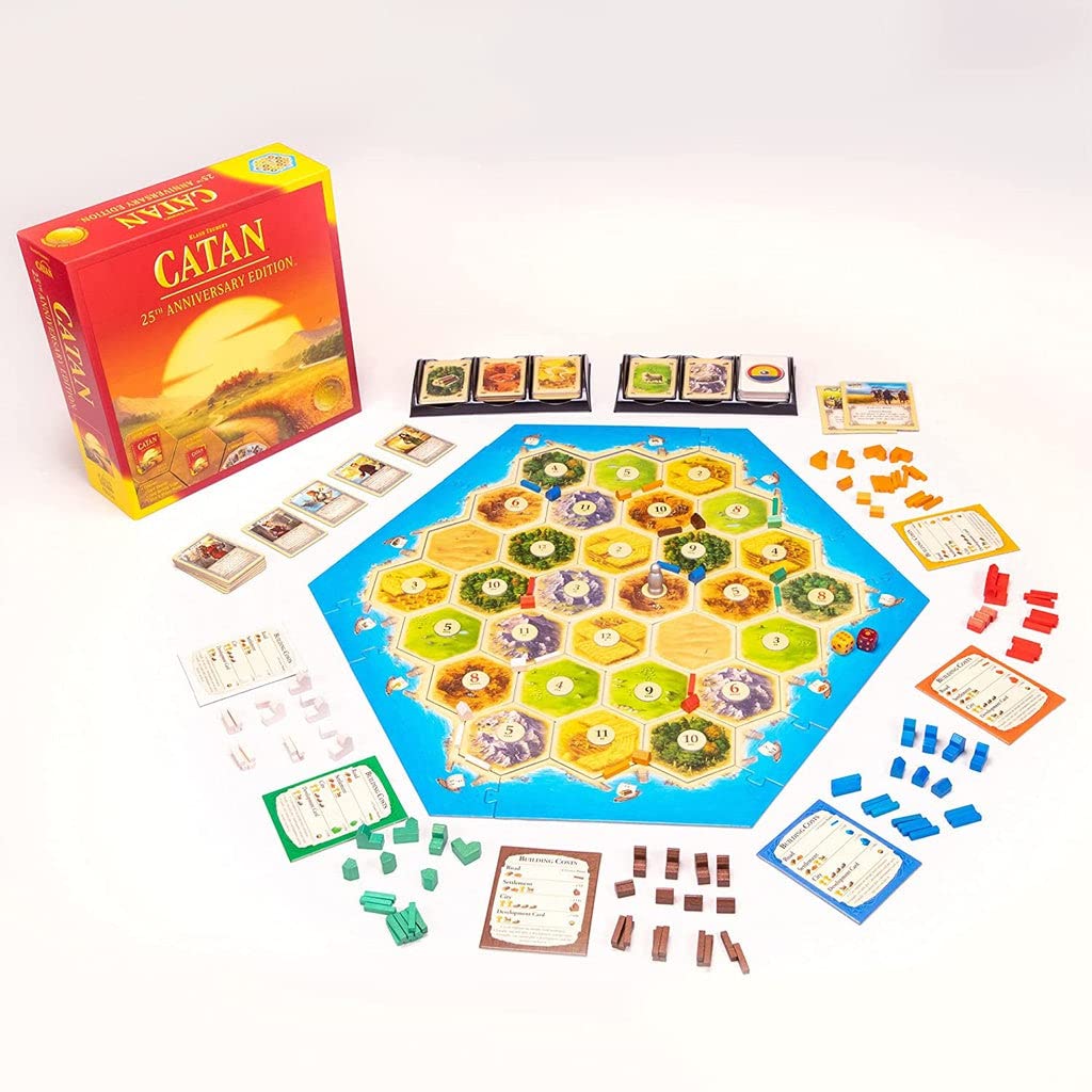 Catan Board Game 25th Anniversary Edition Includes The Base Game and The 5-6 Player Extension Family Board Game