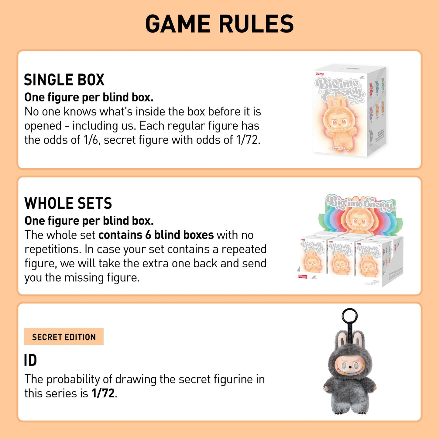 Pop Mart Labubu The Monsters Big into Energy Series Vinyl Plush Pendant Blind Box Blind Box Figures