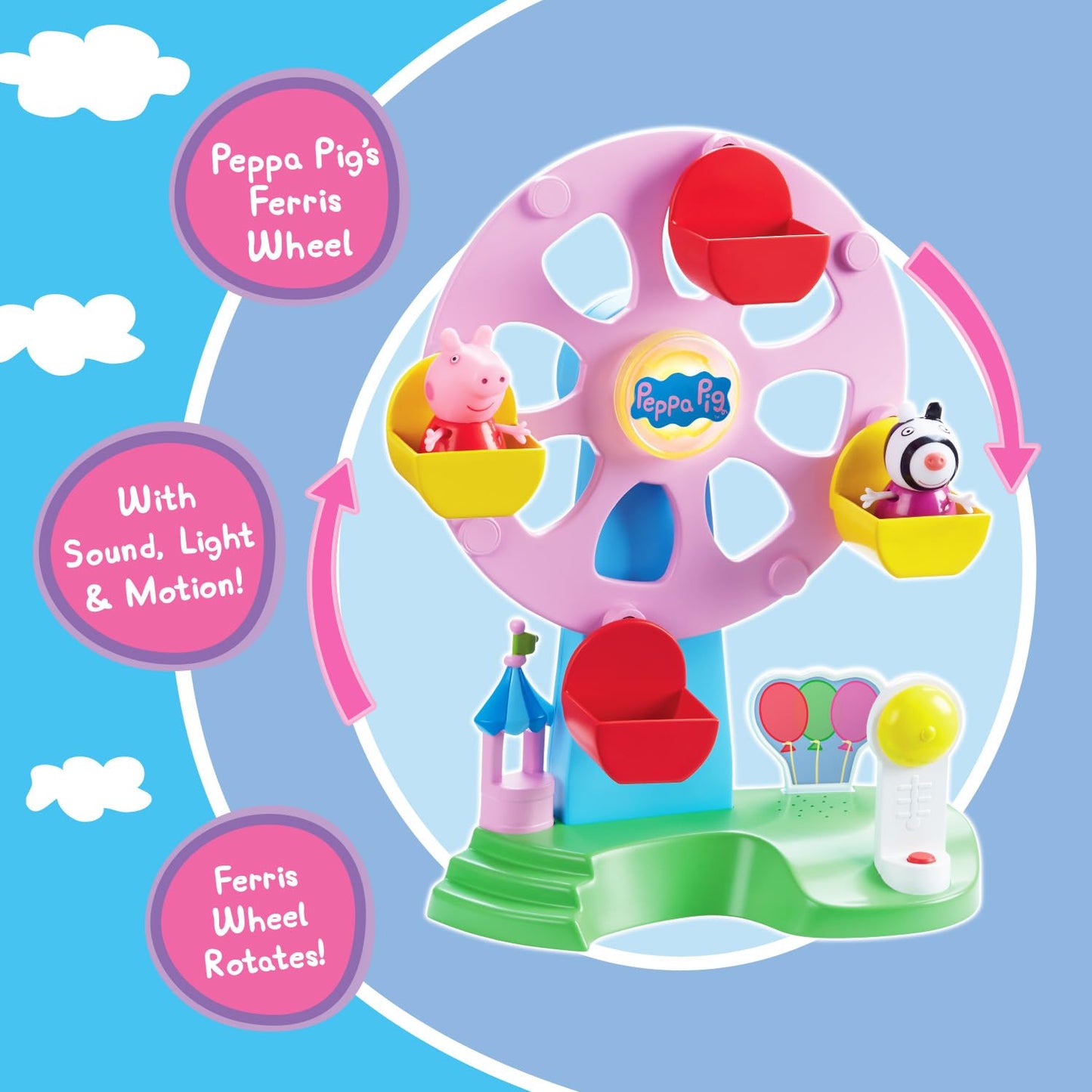 PEPPA PIG Ferris Wheel Playset with Lights Sounds and Motion Effects Includes 2 Figures