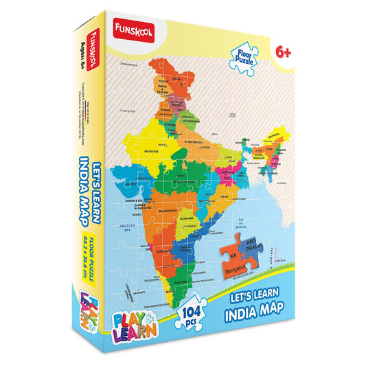 Play & Learn Funskool India Map Jigsaw Puzzle Game for Kids 104 Pieces