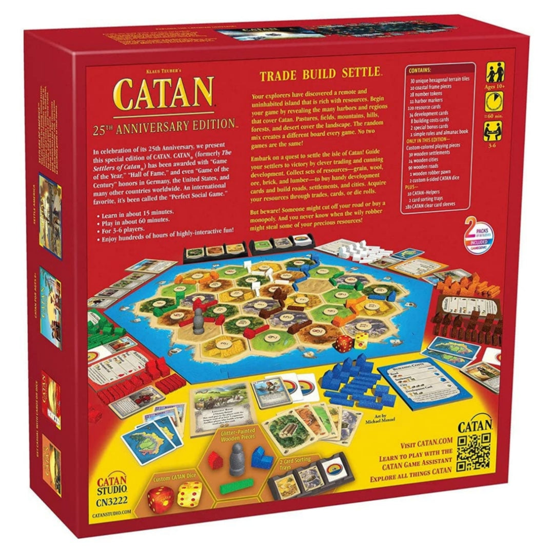 Catan Board Game 25th Anniversary Edition Includes The Base Game and The 5-6 Player Extension Family Board Game