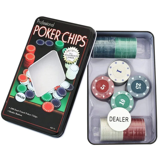 100 Piece Poker Chip Set with Tin Case