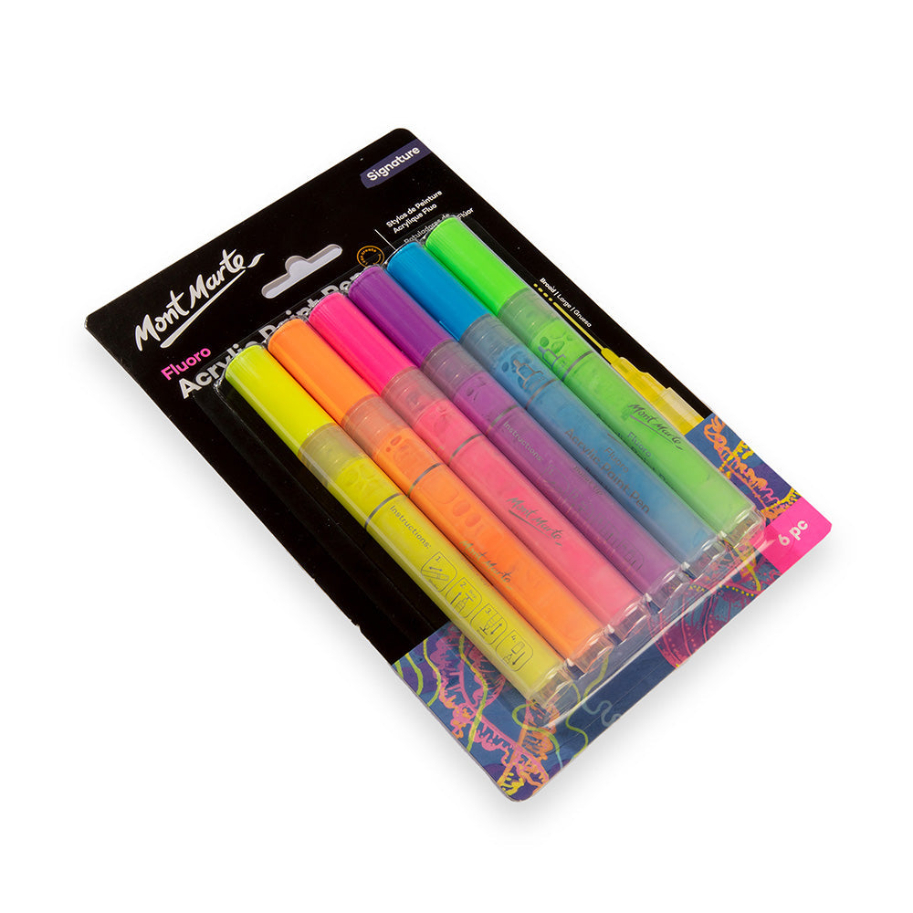 Mont Marte Fluoro Acrylic Paint Pens Signature 6pc