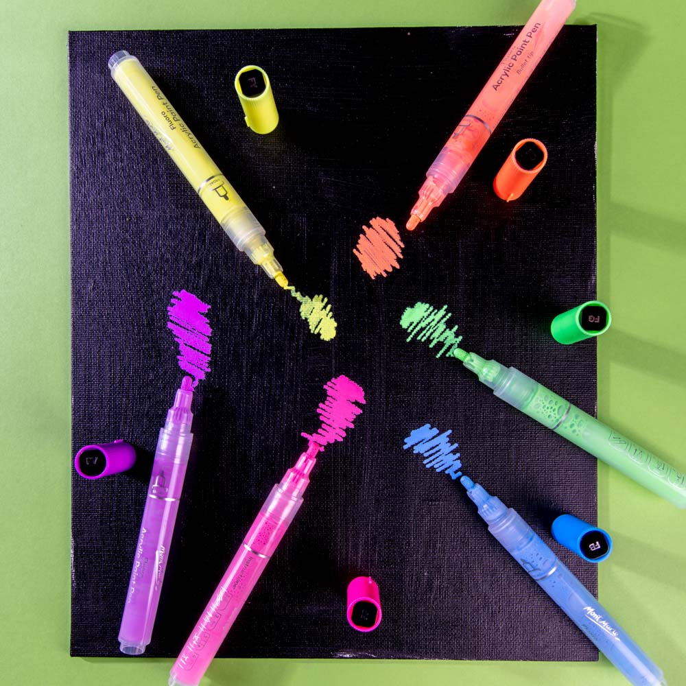 Mont Marte Fluoro Acrylic Paint Pens Signature 6pc