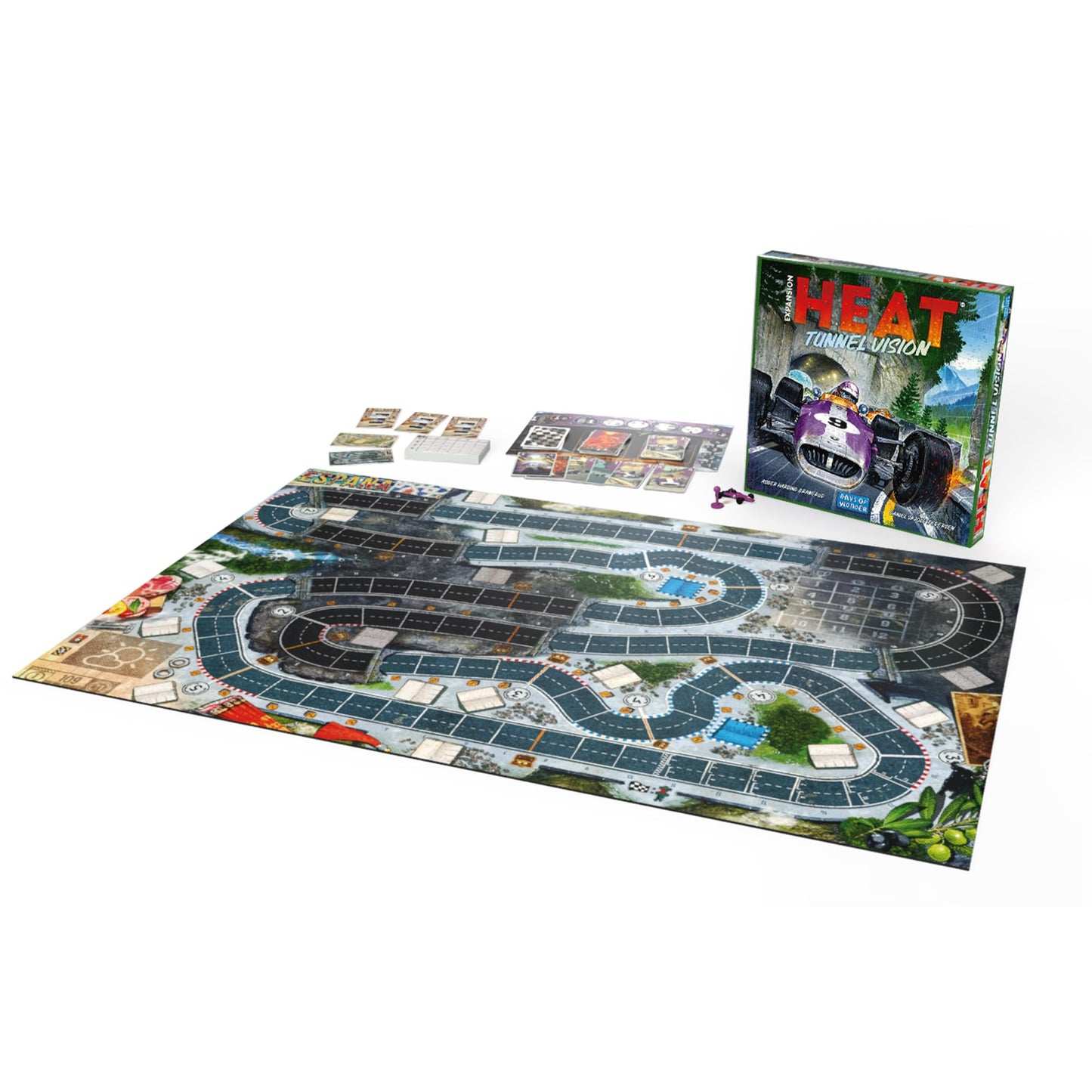 Asmodee Heat Tunnel Vision Board Game Expansion New Tracks Championship Season & Front Wing Module Racing Strategy Game