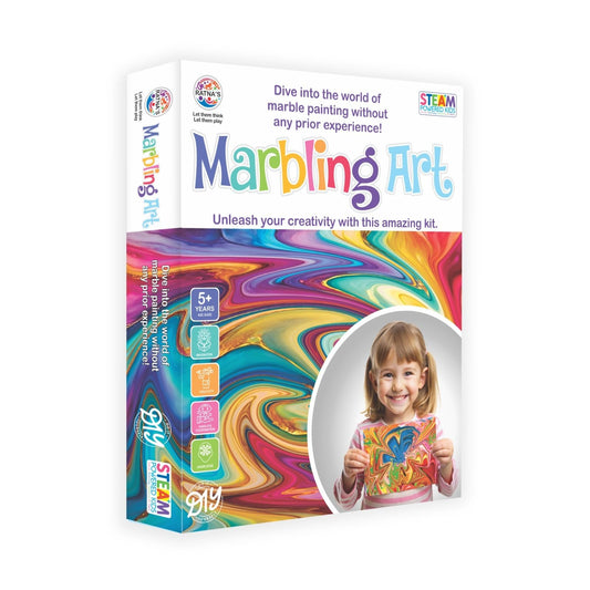 Ratna's Marbling Art & Craft Magic Paint Kit, Water Marbling Kit for Kids, Craft Kits & Supplies, STEAM Powered DIY Creative Activity Toys for 5+ Year Old