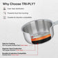 Prestige 10cm/400ml Tri-Ply Stainless Steel Cute Sauce Pan Gas & Induction Compatible Even Heat Distribution Perma-Cool Handles Thick Gauge Life Time Warranty
