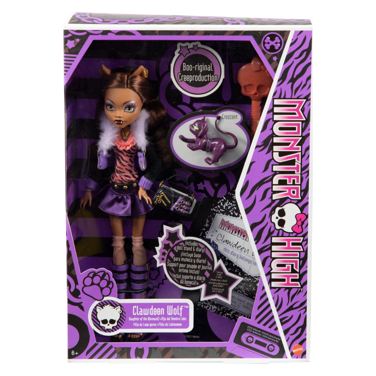 Monster High Clawdeen Wolf Reproduction Doll Wearing Original Fashion & Shoes with Pet, Display Stand & Accessories, 10-5-inch Collectible Toy