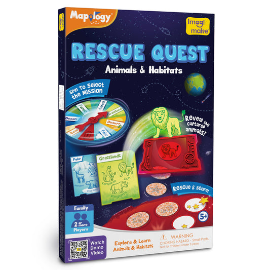 Imagimake Rescue Quest–Animals & Habitats Spin, Discover & Rescue Animals Educational Toys