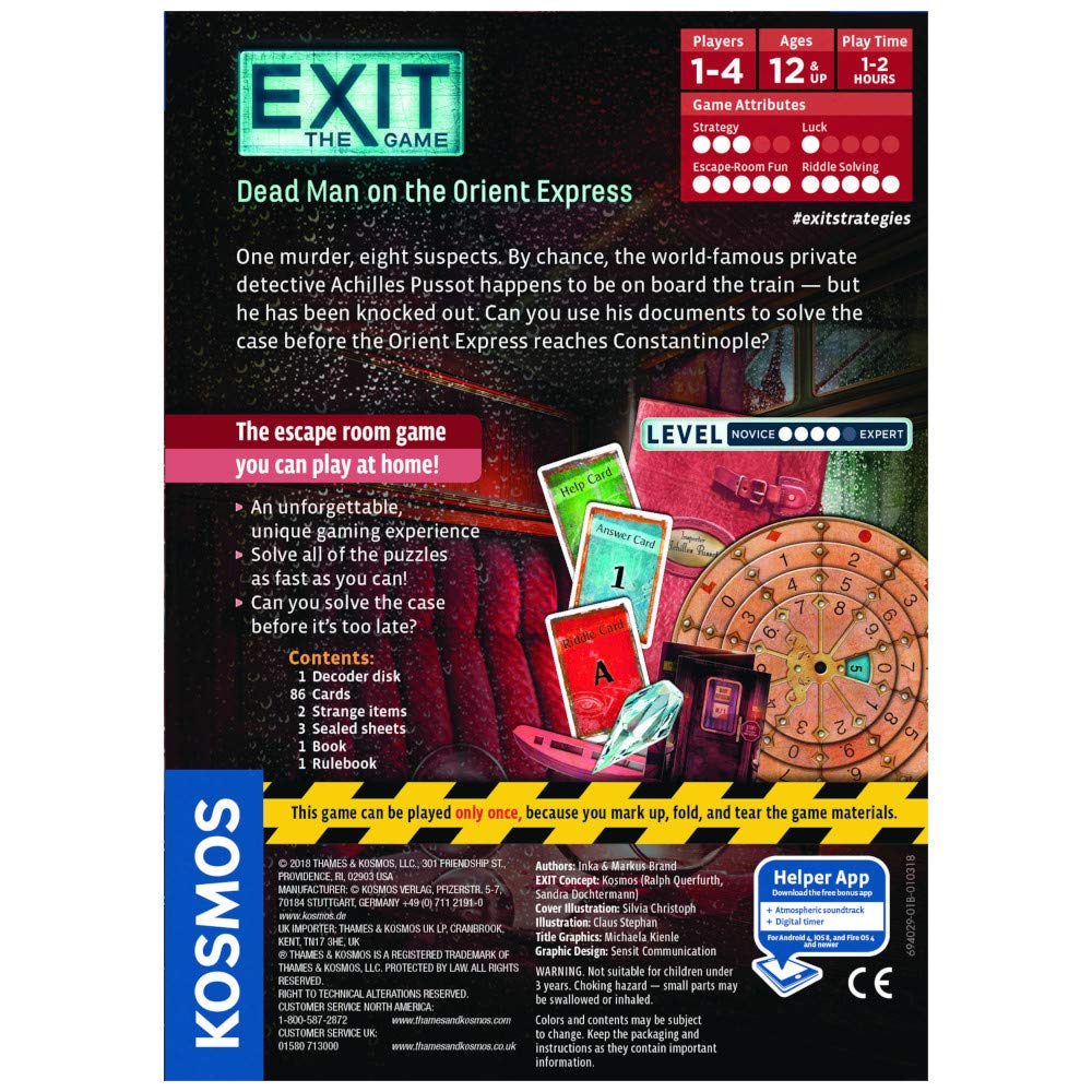 Thames & Kosmos The Exit Game Dead Man on The Orient Express Card Based Family Escape Room Game