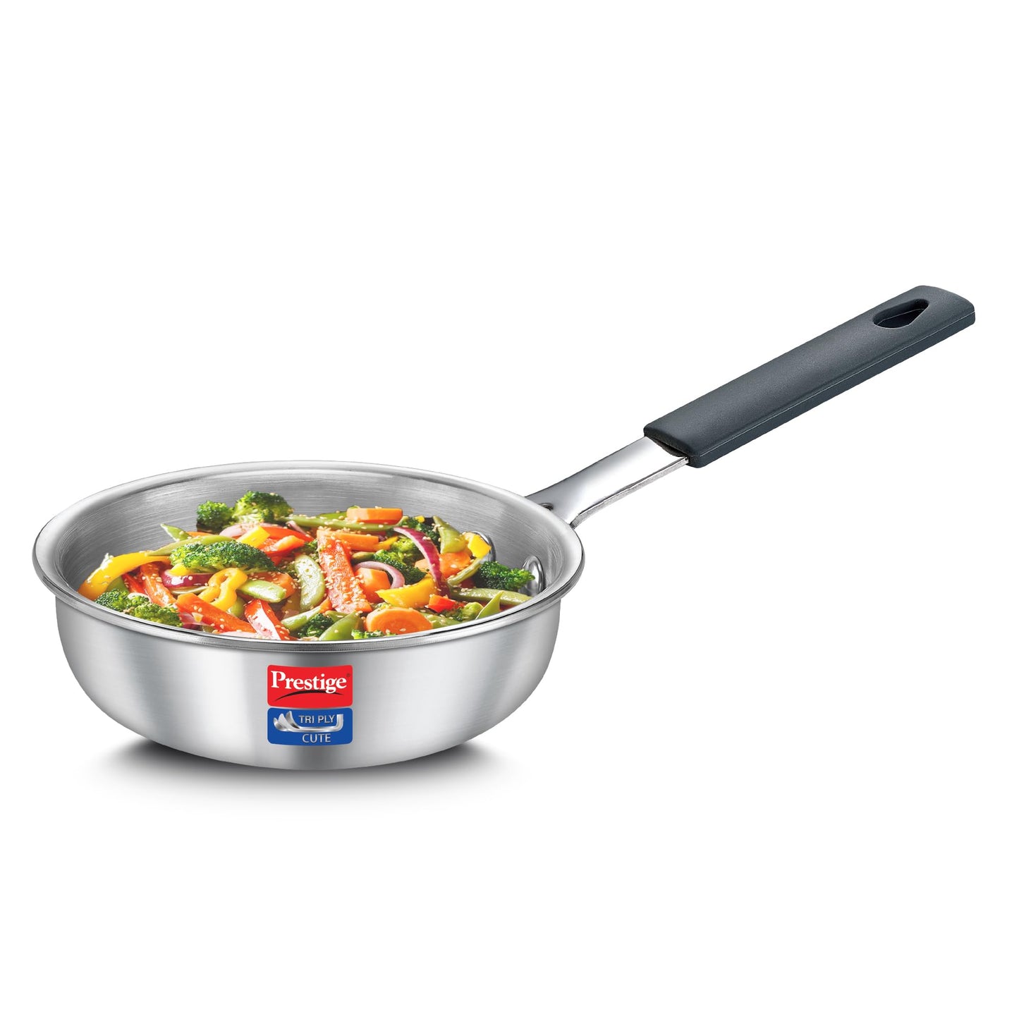 Prestige 12cm/400ml Tri-Ply Stainless Steel Cute Fry Pan Gas & Induction Compatible Even Heat Distribution Perma-Cool Handles Thick Gauge Life Time Warranty