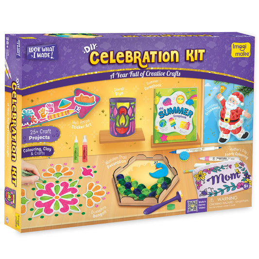 Imagimake Celebration Kit 25+ Exciting Craft Projects for Kids 500+ Craft Supplies Art & Craft DIY Kit
