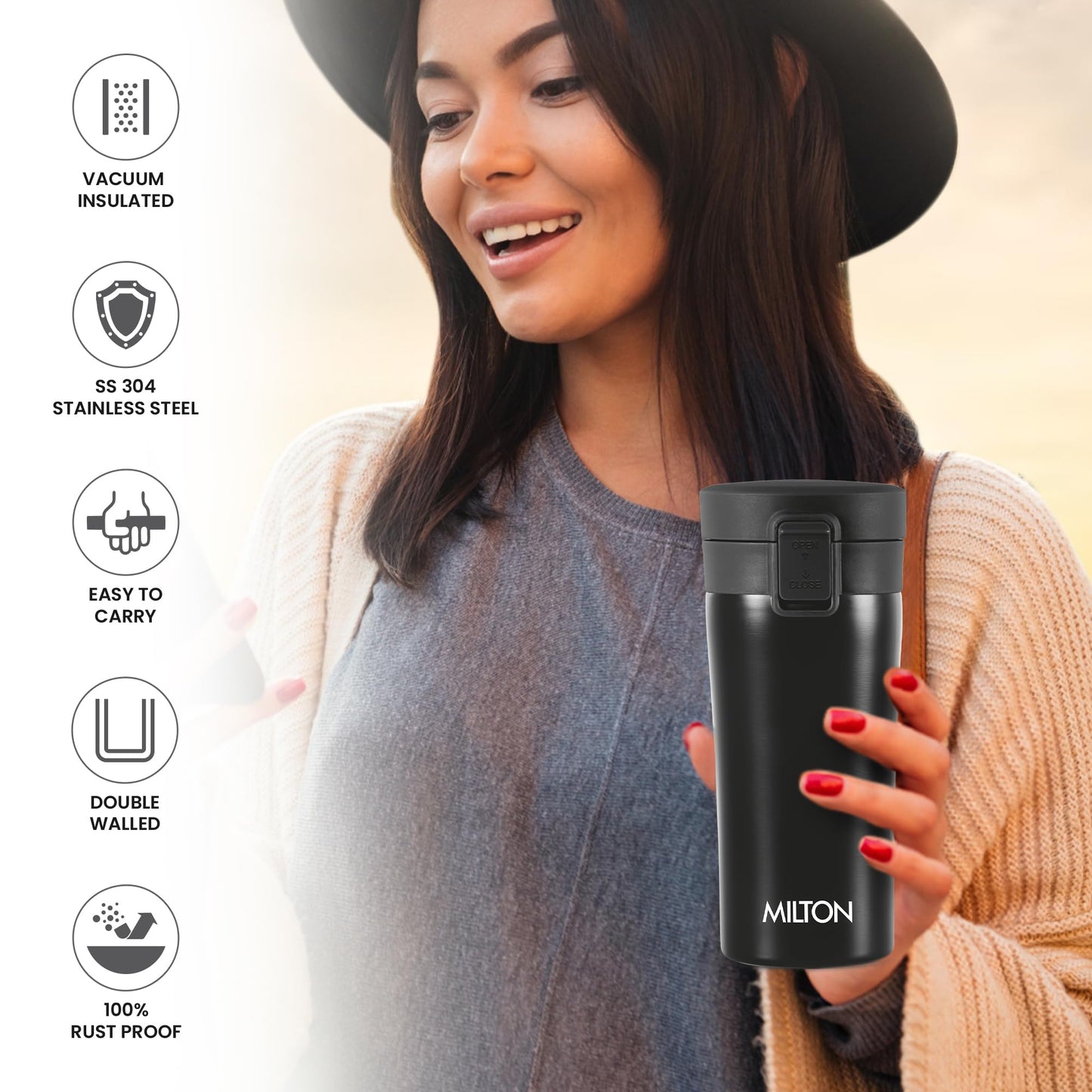 Milton Gloria Gift Set Aura 1000 Coffee Mug 350 ml Black