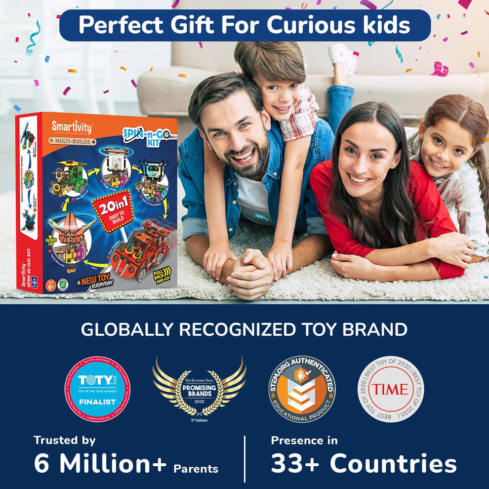 Smartivity Multi-Builds Spin-n-Go Kit 6-10 years DIY STEM Construction Toy
