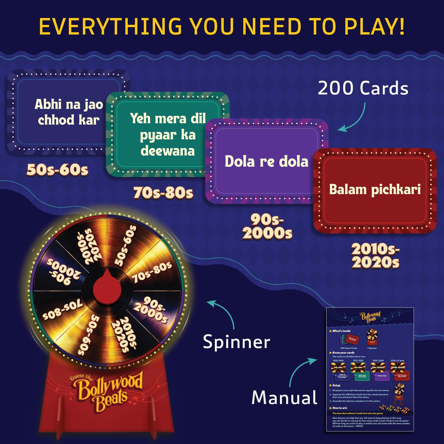 Gouda Games Bollywood Beats  Spin the Wheel Song Guessing Party Game