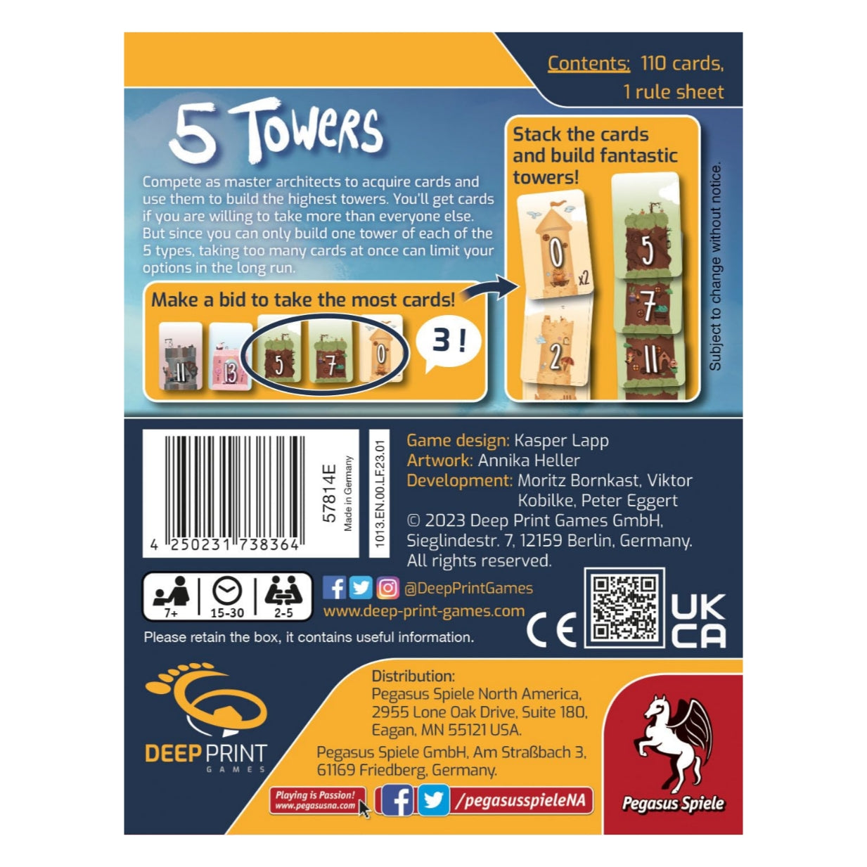 Pegasus Spiele 5 Towers Card Game