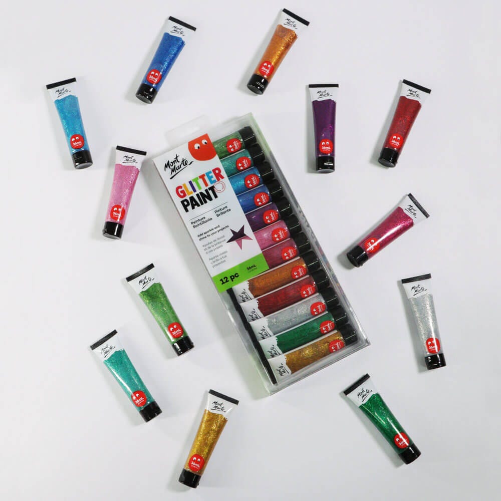 Mont Marte Glitter Paint 12pc x 36ml (1.2 US fl.oz)