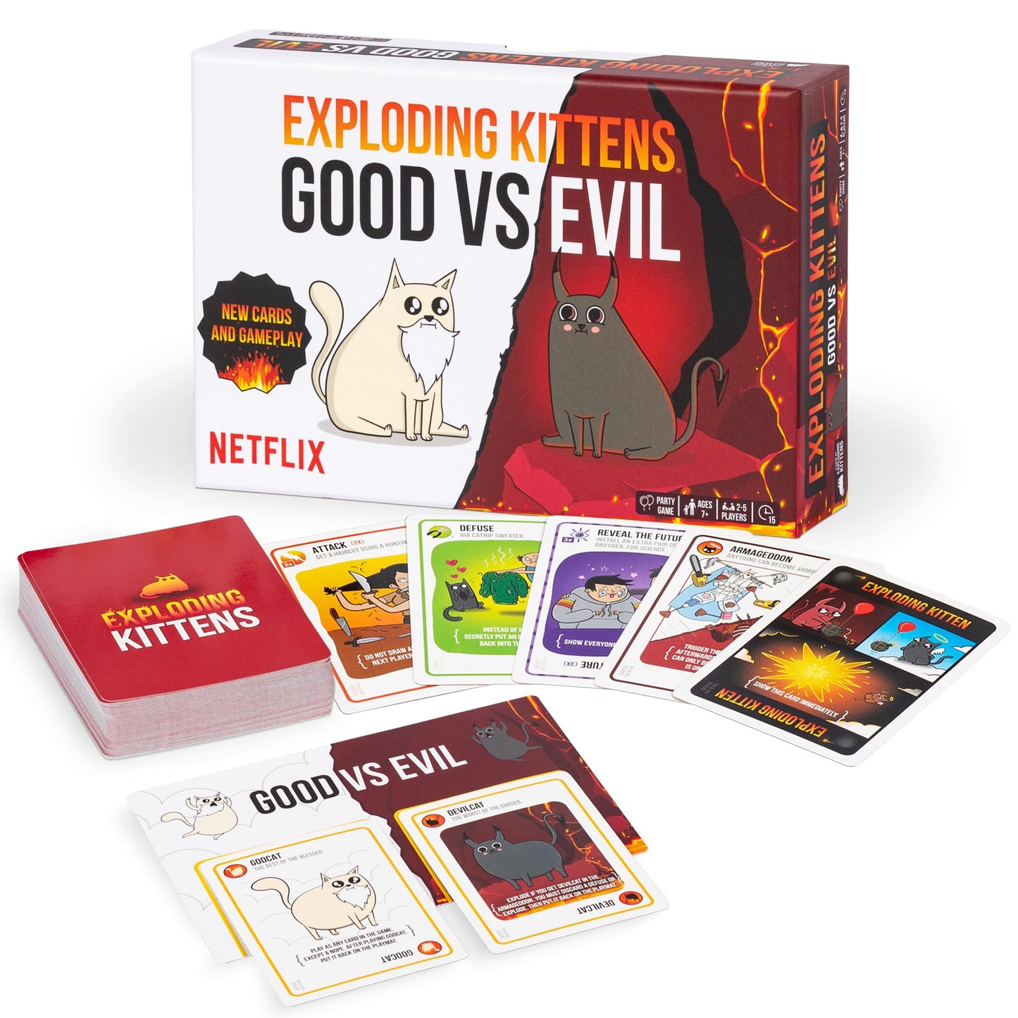 Exploding Kittens Good vs. Evil Inspired by Netflix Show Card Game