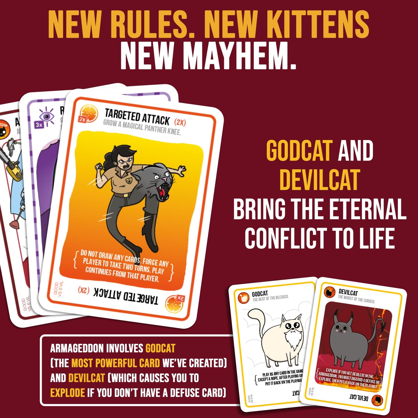 Exploding Kittens Good vs. Evil Inspired by Netflix Show Card Game