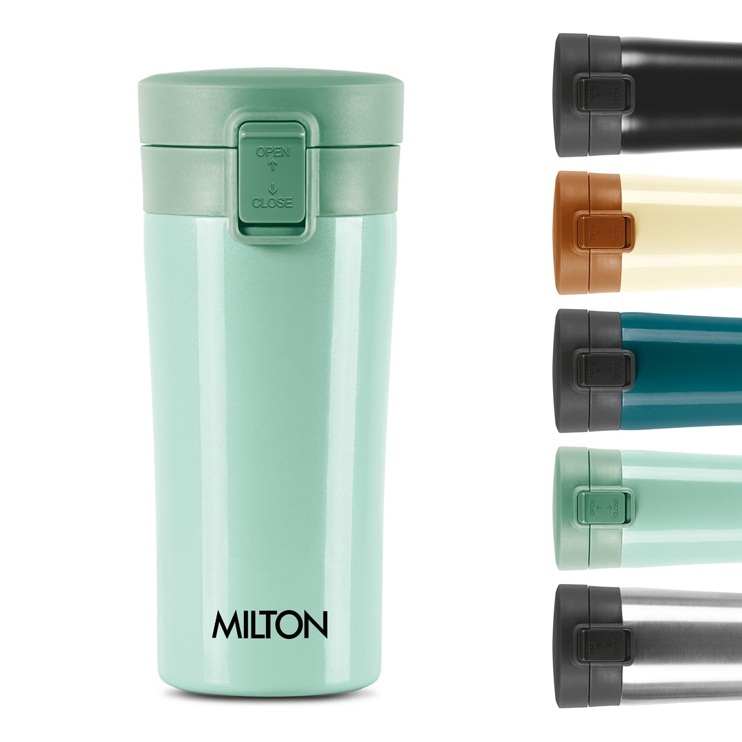 Milton Coffee Mug Thermosteel Hot or Cold Insulated Flask, 300 ml, Peach | Leak Proof | Rust Proof | Tea Mug | Soup Flask | Juice Mug | Water Flask | Easy Grip | Easy to Carry