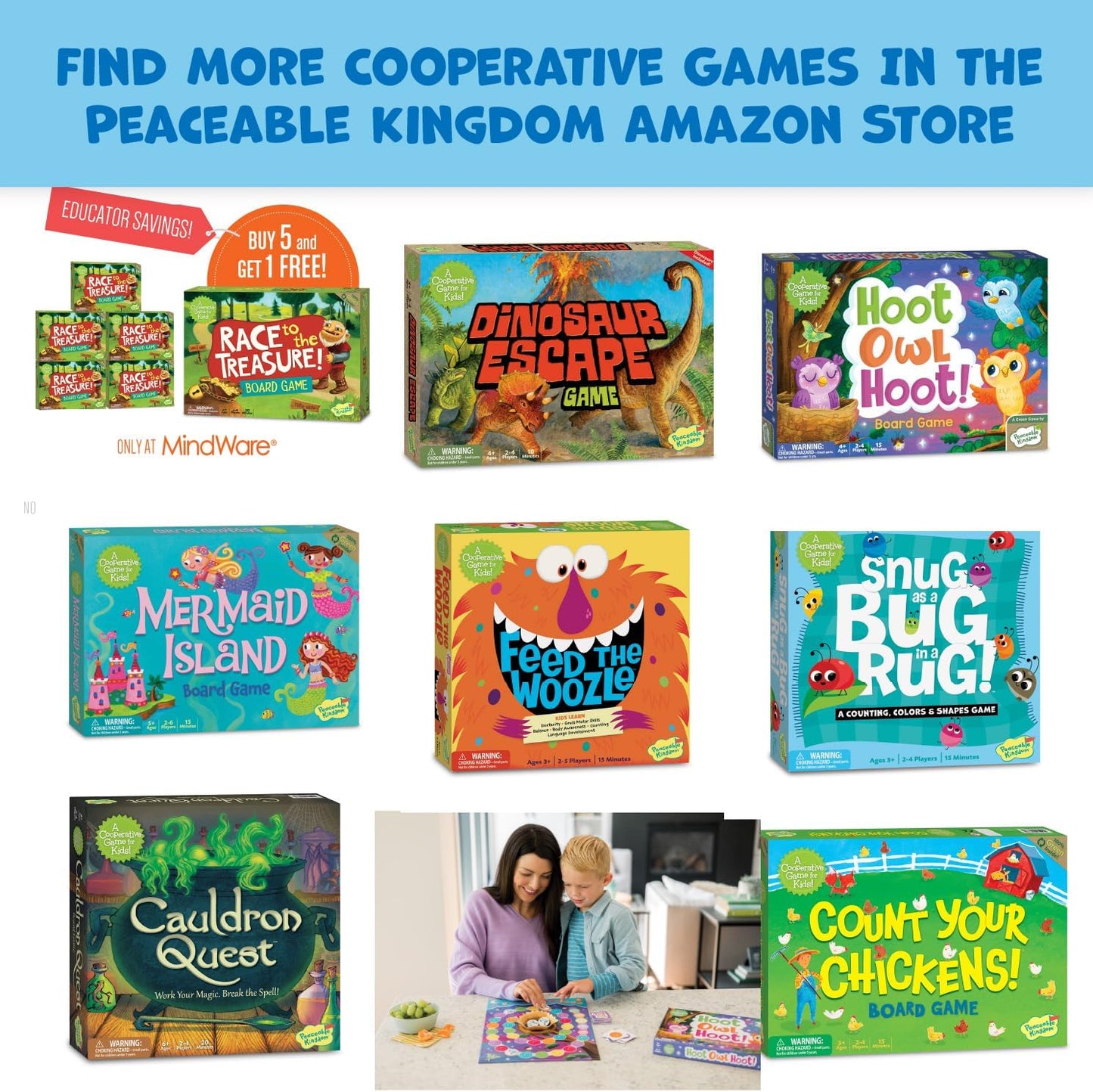 Peaceable Kingdom Hoot Owl Hoot - Cooperative Matching Game