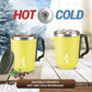 Milton Cool Touch Coastal 350 Stainless Steel Mug with Lid 300 ml Yellow Wide Mouth for Easy Cleaning Sturdy Handle Hot and Cold Beverages Flap Lid Microwave Safe Light Weight BPA Free