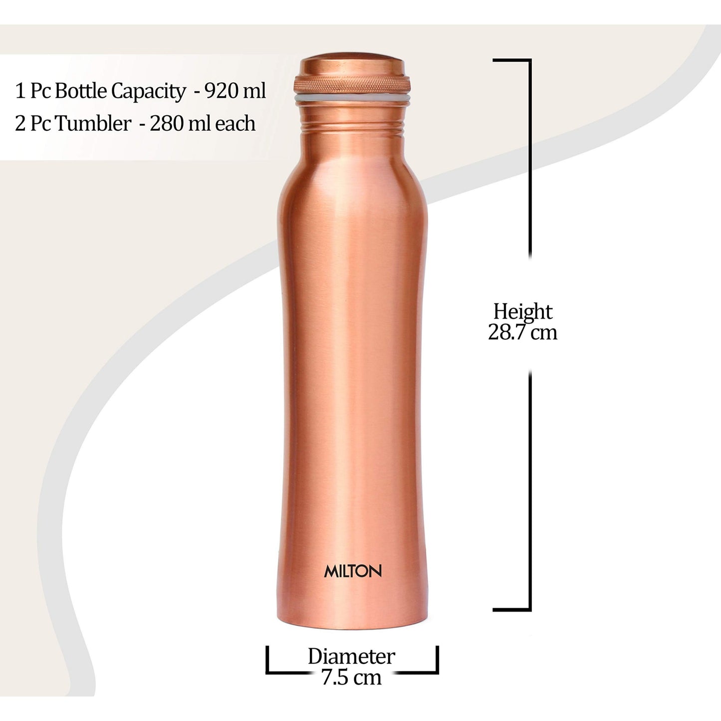 Milton Copperas Gift Set of 2 bottles 950ml with 2 pc Tumbler 100% Pure Copper BPA Free Leak Proof Office Bottle Boosts Immunity Supports Digestive & Liver Health Ayurveda Inspired