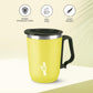 Milton Cool Touch Coastal 350 Stainless Steel Mug with Lid 300 ml Yellow Wide Mouth for Easy Cleaning Sturdy Handle Hot and Cold Beverages Flap Lid Microwave Safe Light Weight BPA Free