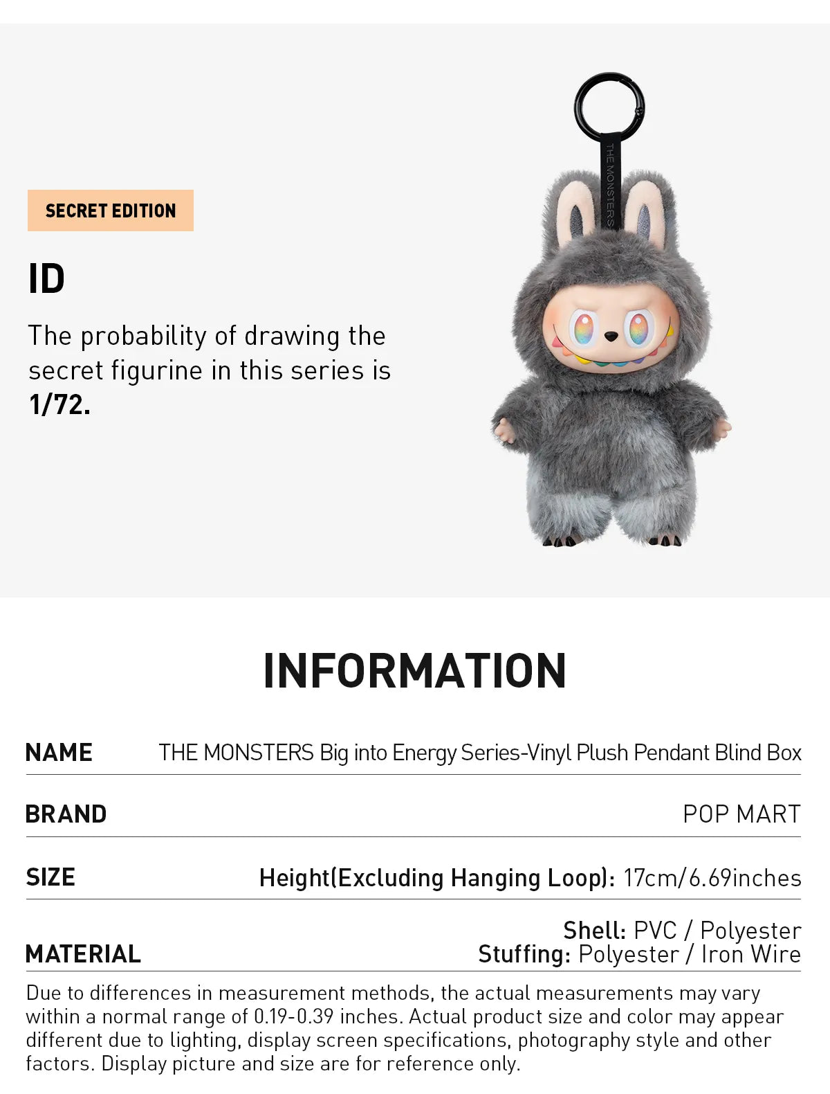 Pop Mart Labubu The Monsters Big into Energy Series Vinyl Plush Pendant Blind Box Blind Box Figures