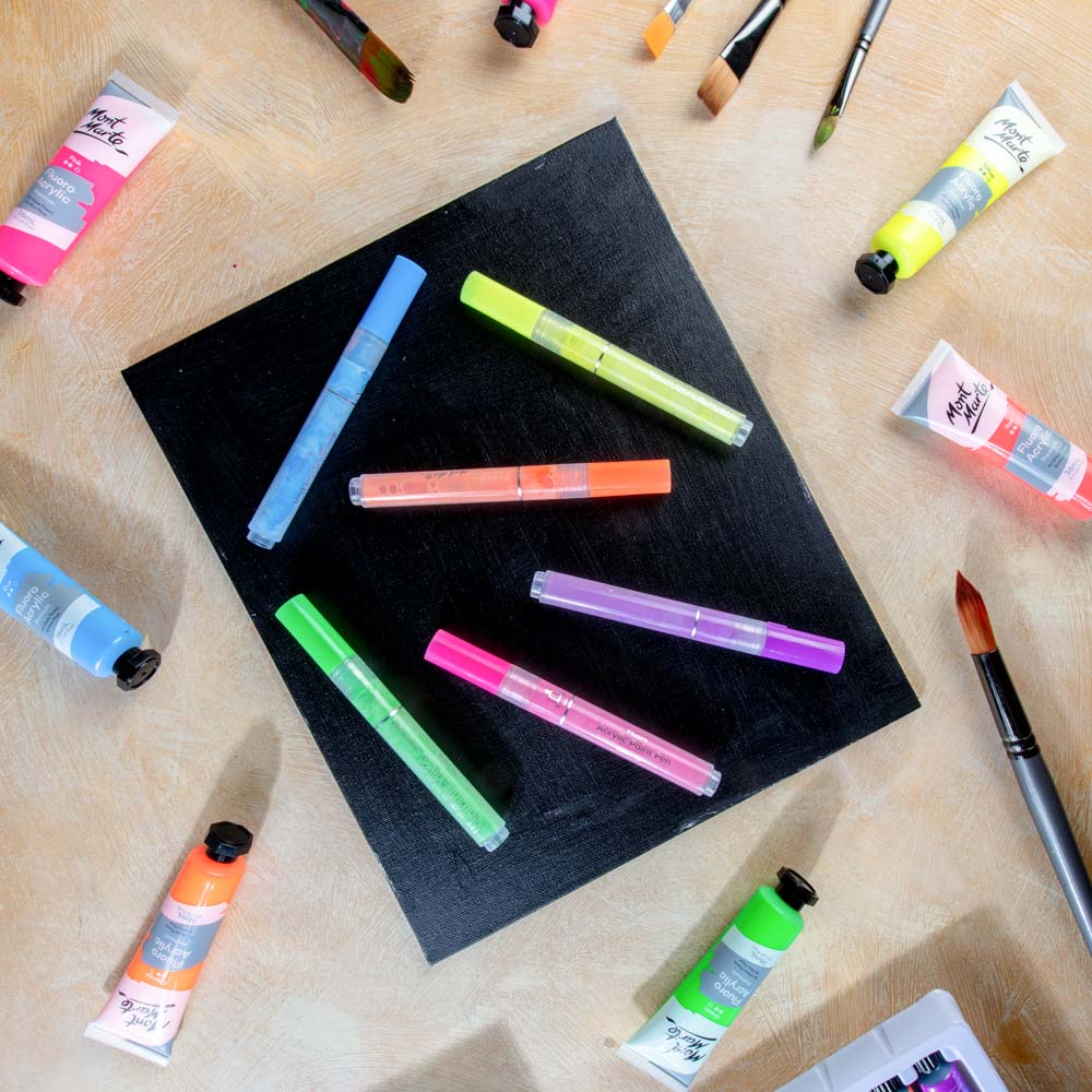 Mont Marte Fluoro Acrylic Paint Pens Signature 6pc