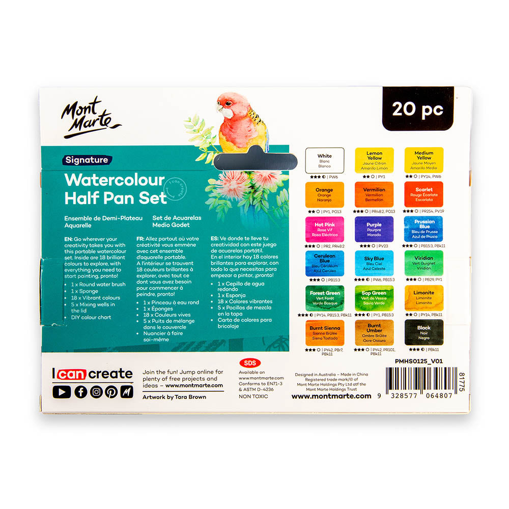 Mont Marte Watercolour Half Pan Set Signature 20pc