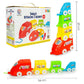 Ratna's Baby's Stack & Sort 2-in-1 Educational Toy with Train Stacker, Nesting, Stacking, Pull Along & Shape Sorting Toy for Kids 1+ Years