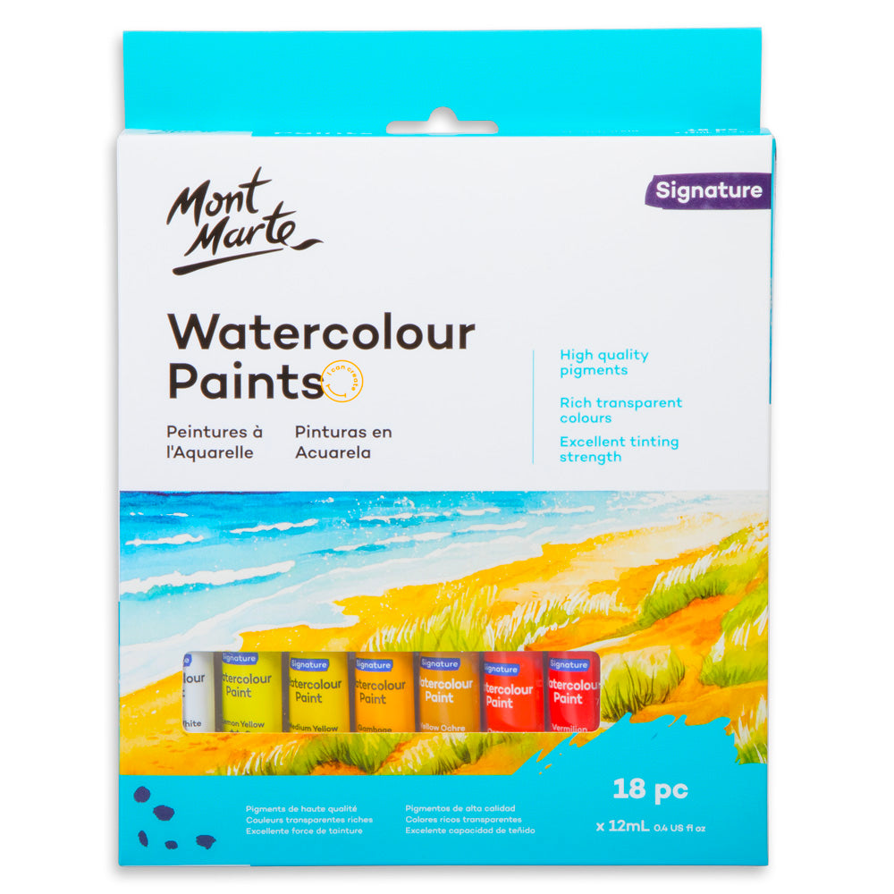 Mont Marte Watercolour Paint Set Signature 18pc x 12ml (0.4 US fl.oz)