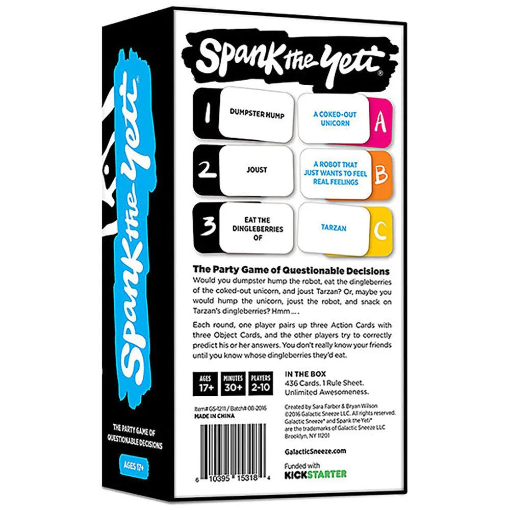 Spank The Yeti The Party Game of Questionable Decisions