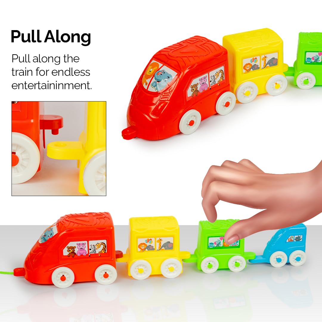 Ratna's Baby's Stack & Sort 2-in-1 Educational Toy with Train Stacker, Nesting, Stacking, Pull Along & Shape Sorting Toy for Kids 1+ Years