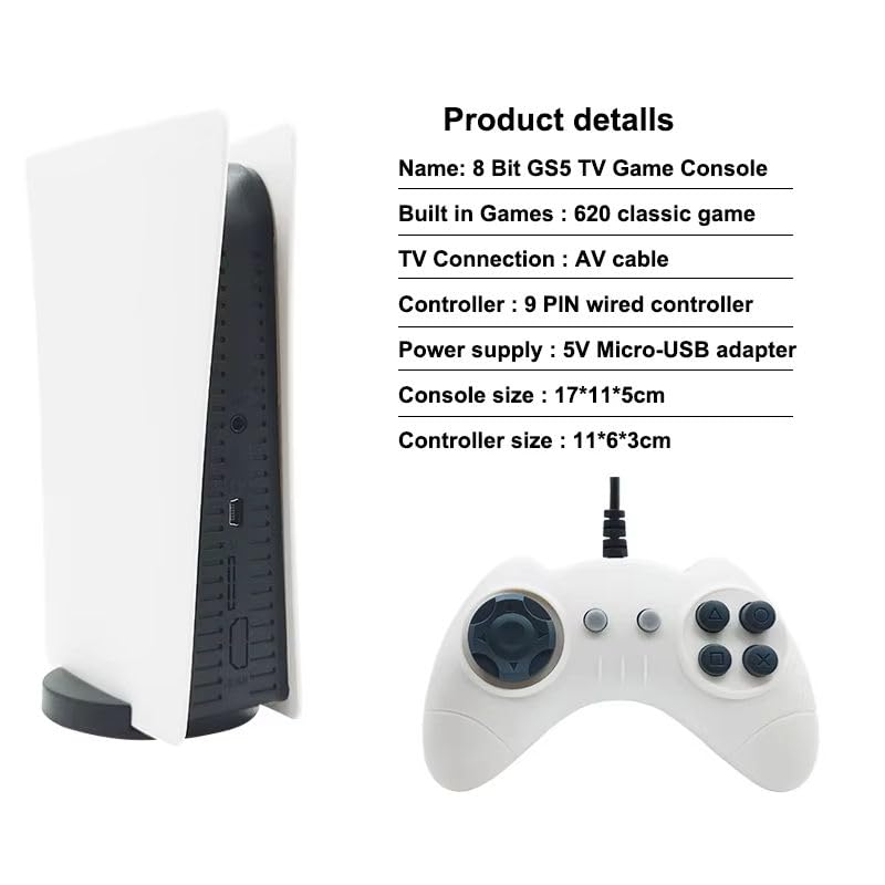 GS5 TV Console with 300 Built In 8 Bit Games USB Wired AV Output Retro Gaming Console